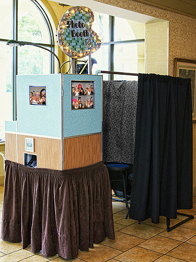 retro photo booth with curtains